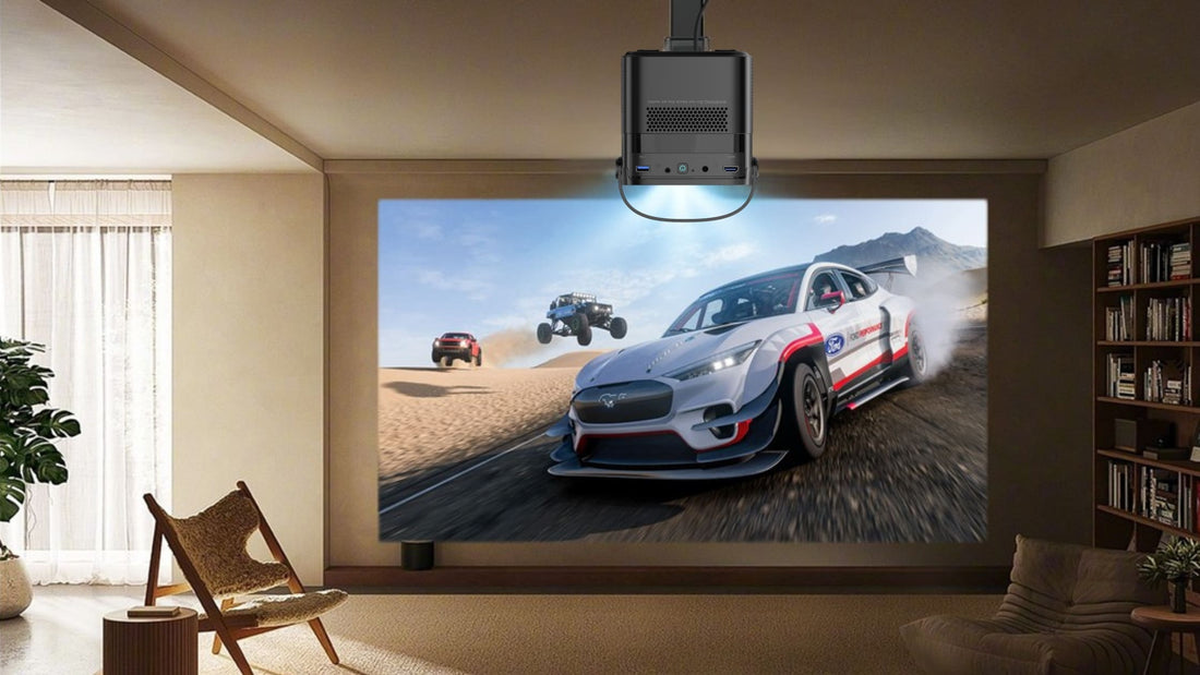 Ceiling mounted projector setup at home with Vision Beam™